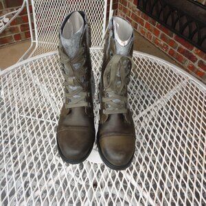 SOREL Major Carly Women's Gray & Brown Combat Moto Boots w/ Zipper Size 7